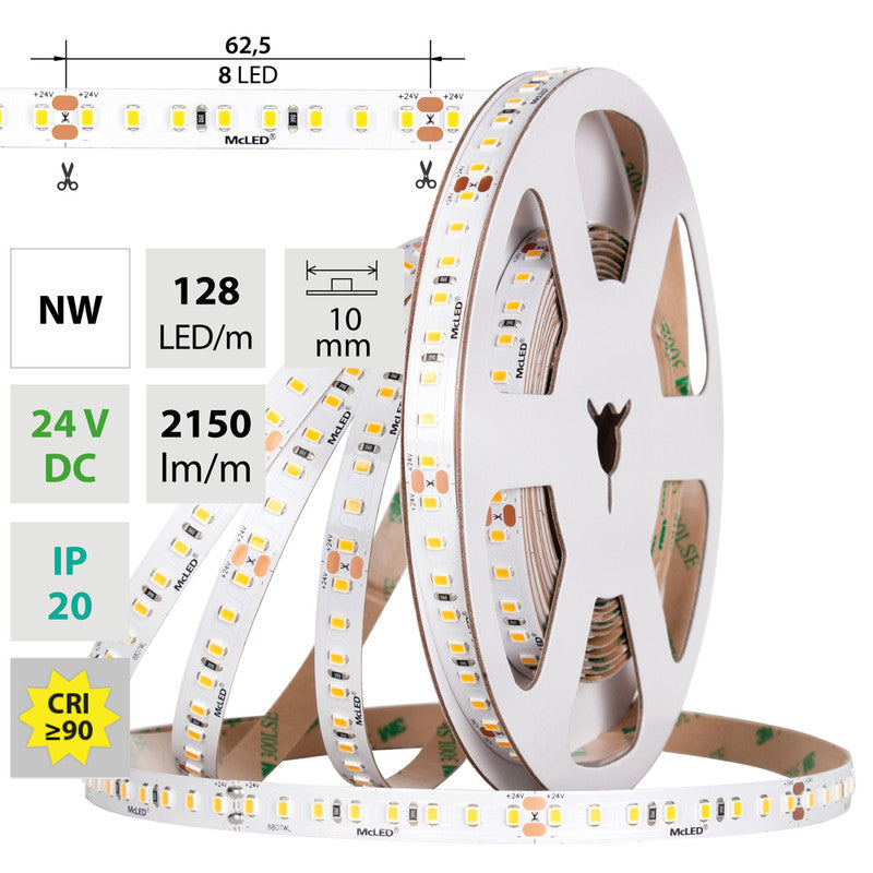 LED-Streifen in Neutralweiß mit 2150 Lumen und 11,5 Watt je Meter bei 24 Volt, IP20