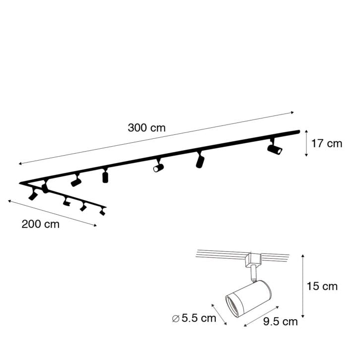 Schienensystem mit 10 Spots 1-Phasig - LF04